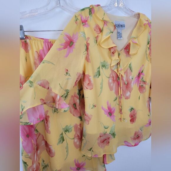 Vintage Just In Thyme Floral Skirt Set Yellow Fairy Cottage Bloomcore 12 Petite - Picture 6 of 9